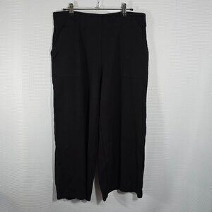 Max Studio London Womens Black Wide Leg Crop Pants Pull On Stretch Pocket Casual